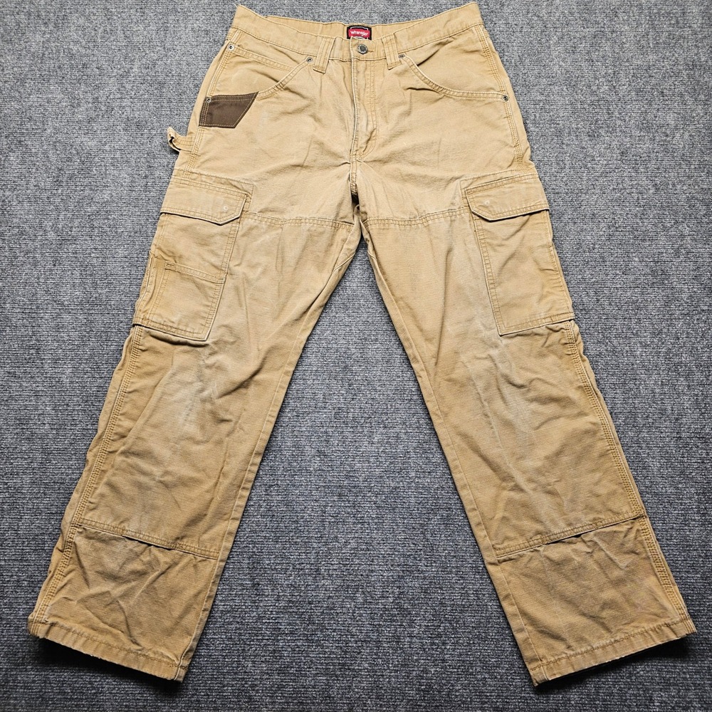 Wrangler Workwear Mens 32x30 Tan Ripstop Cargo Pants Straight Leg WMWR1RH
